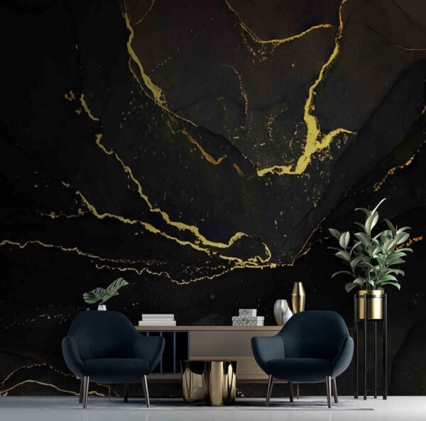 Elegant black marble with yellow veins Elegant black marble with yellow veins
