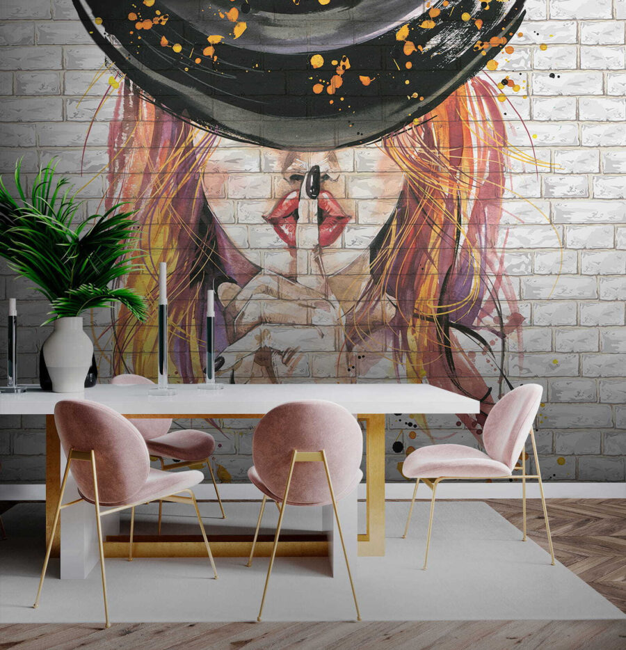 Painting of a woman with a hat Painting of a woman with a hat