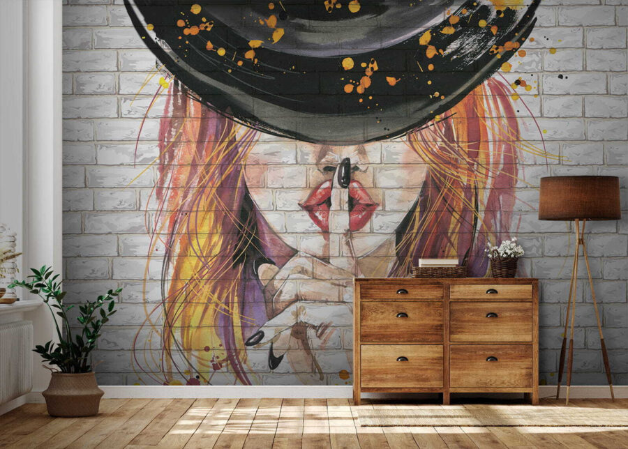 Painting of a woman with a hat Painting of a woman with a hat
