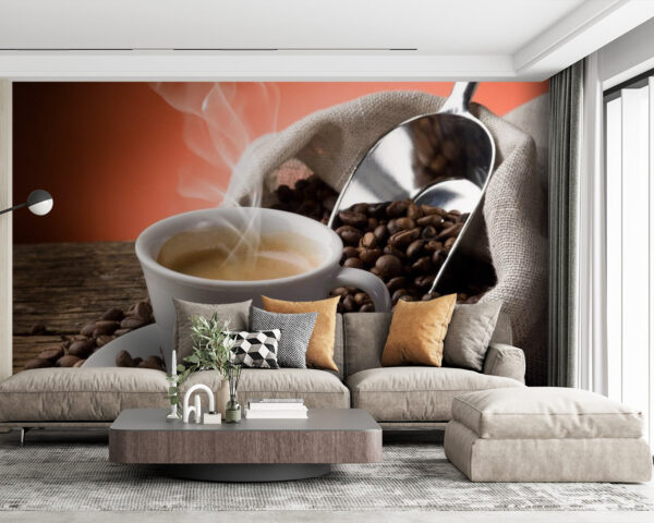 Cup of coffee with steam and coffee beans u64903pig63m 600x480 - Cup of coffee with steam and coffee beans - tegory