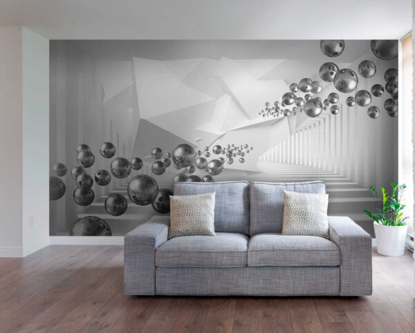White room with white walls and white columns White room with white walls and white columns