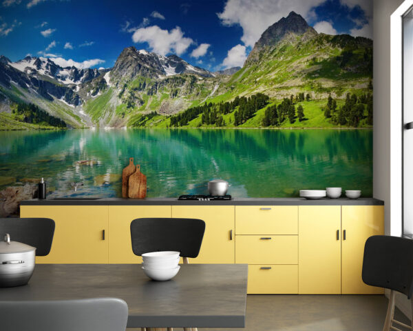 Body of water with mountains and trees Body of water with mountains and trees