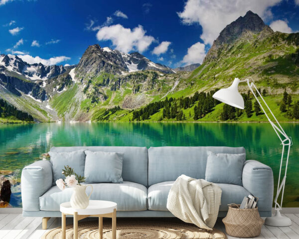 Body of water with mountains and trees Body of water with mountains and trees