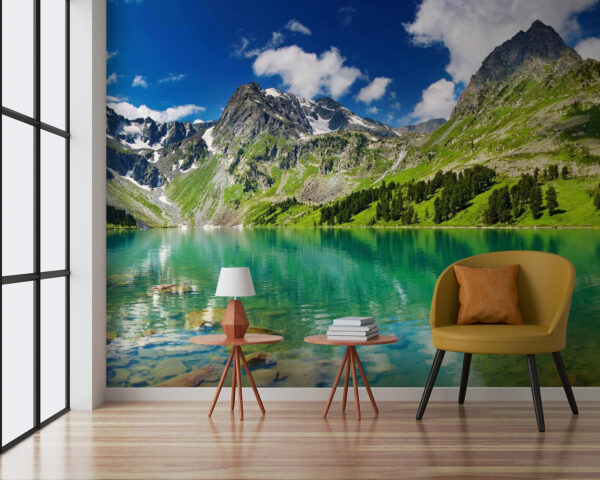 Body of water with mountains and trees Body of water with mountains and trees