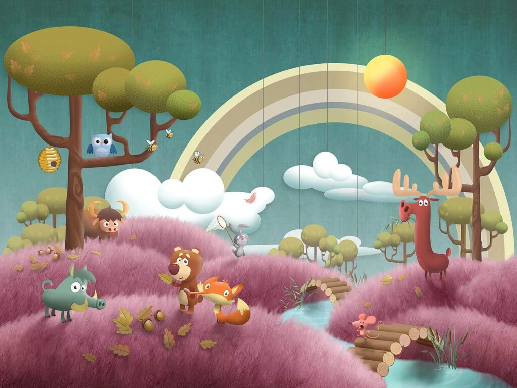Cartoon scene with animals and a river u62475p 1024x768 - Cartoon scene with animals and a river - tegory
