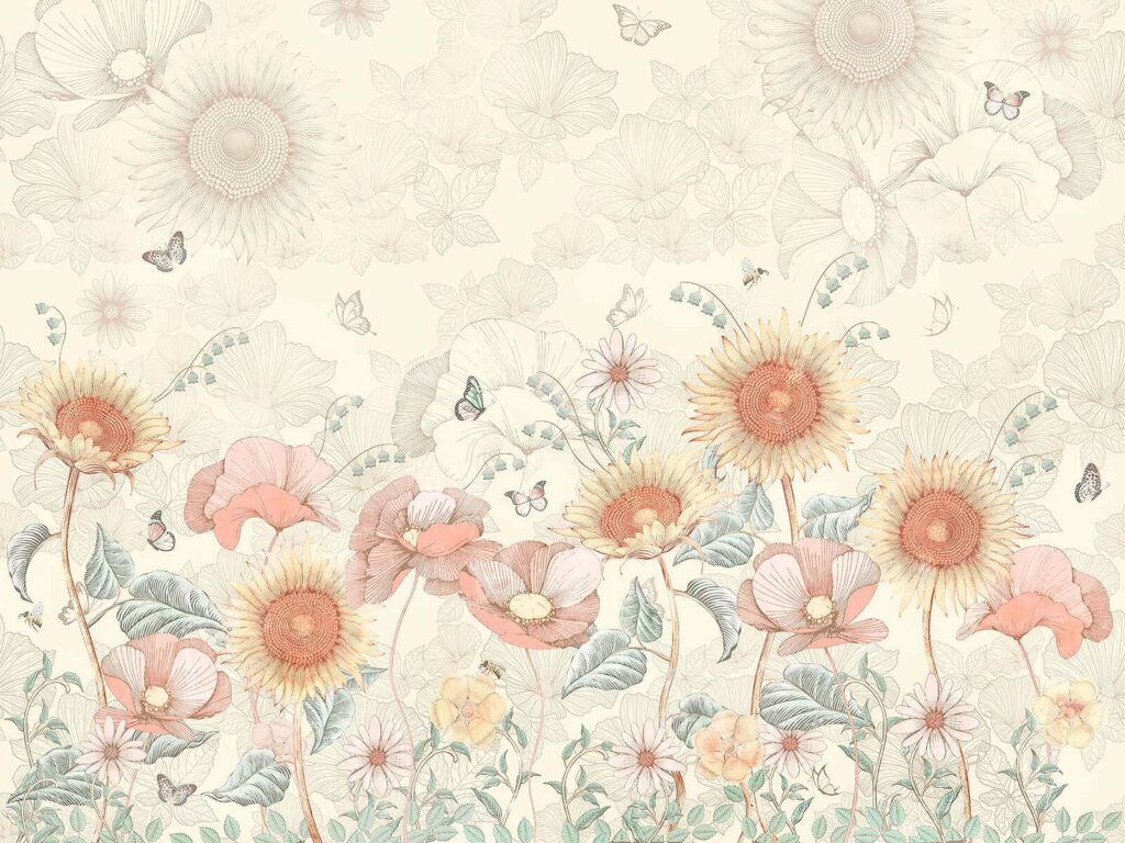 Wallpaper with flowers and butterflies u62418p 1024x768 - Wallpaper with flowers and butterflies - tegory
