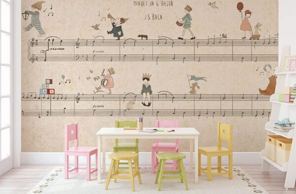Sheet of music with drawings of people playing instruments u62131pir2 600x393 - Sheet of music with drawings of people playing instruments - tegory