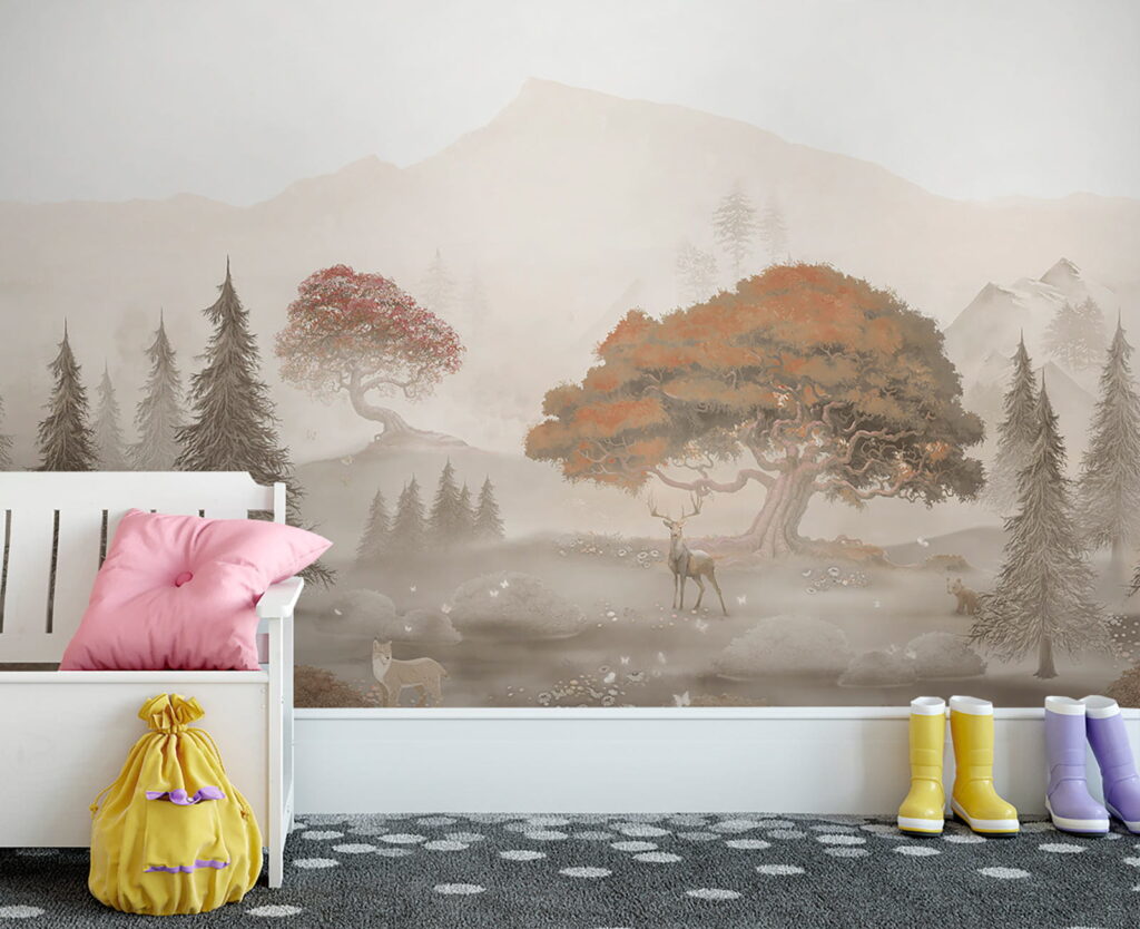u62117pir1m 1024x834 - Painting of a forest with trees and mountains - tegory