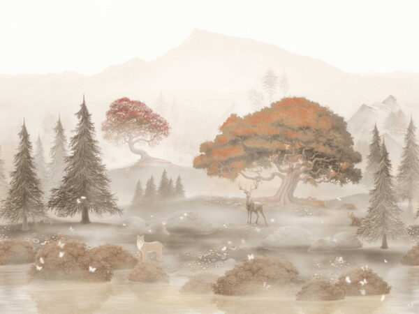 u62117p 600x450 - Painting of a forest with trees and mountains - tegory