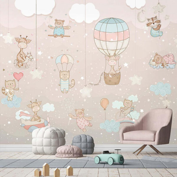 Wall mural of animals and balloons u62108pir1m 600x600 - Wall mural of animals and balloons - tegory