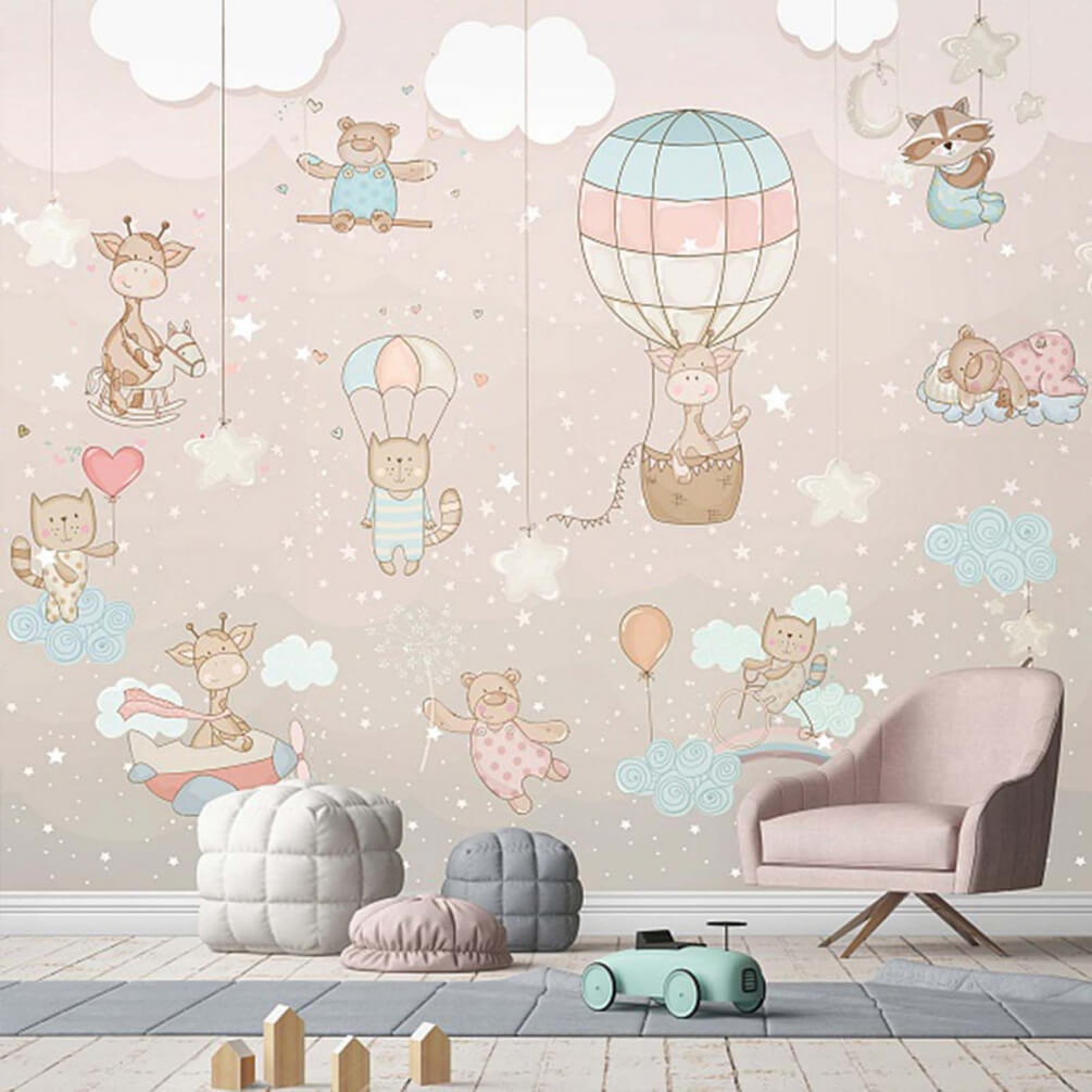 u62108pir1m - Wall mural of animals and balloons - tegory