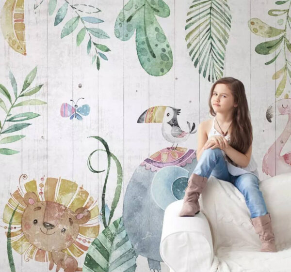 Wall mural of animals and plants