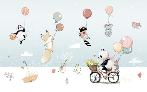 Cartoon of animals on a bicycle Cartoon of animals on a bicycle