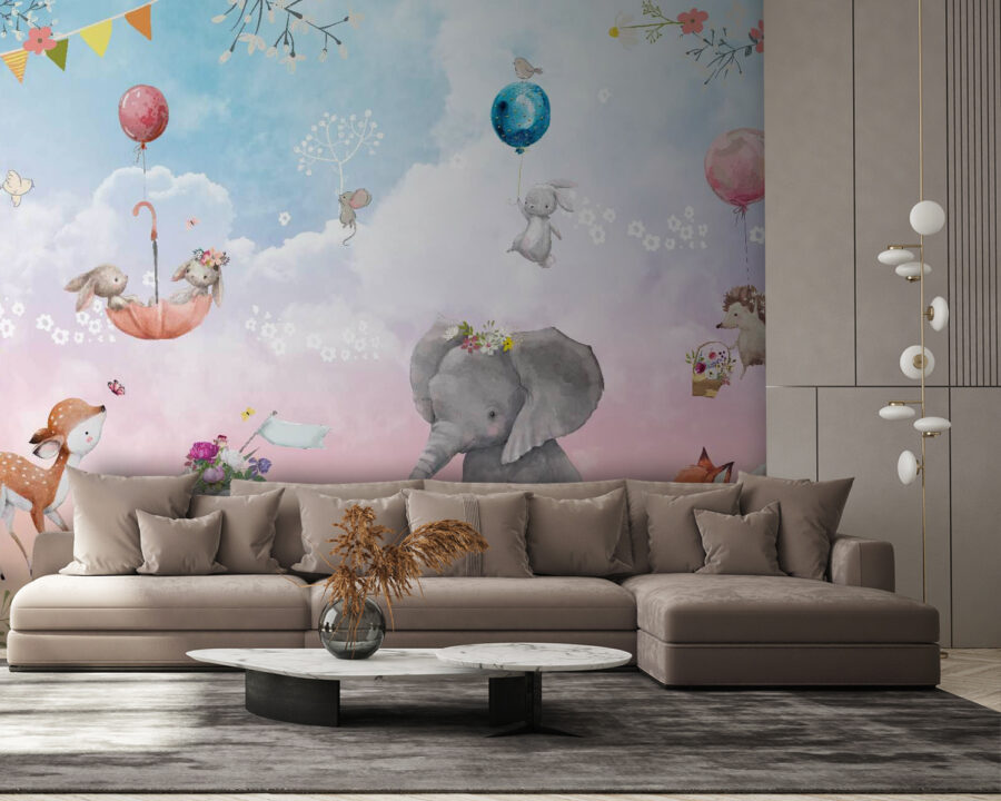 u59964pig58 900x720 - Wall mural of animals and balloons - tegory