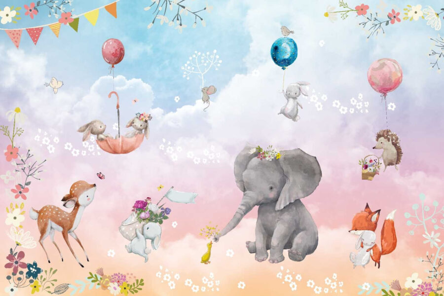 u59964p 900x600 - Wall mural of animals and balloons - tegory