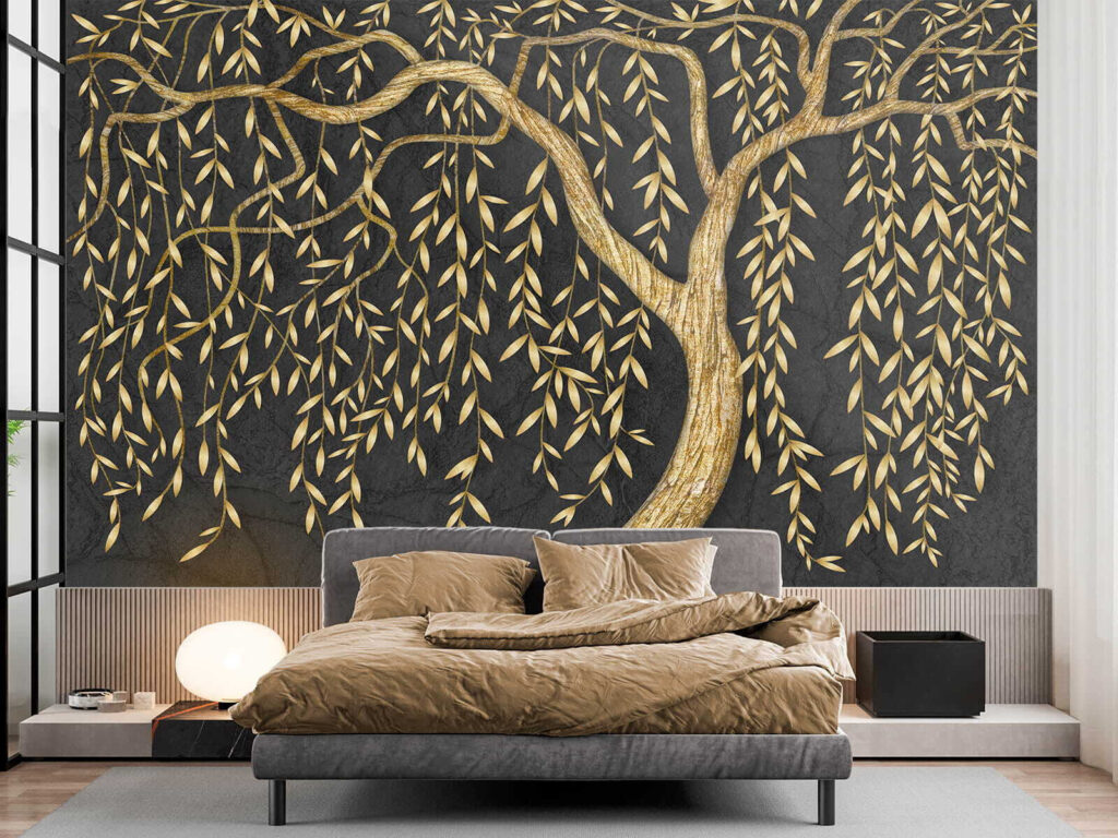 Elegant metallic tree on dark background Elegant metallic tree on dark background