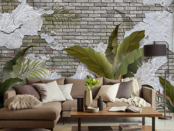 Brick wall with leaves and a brick wall u59823pig3 600x450 - Brick wall with leaves and a brick wall - tegory