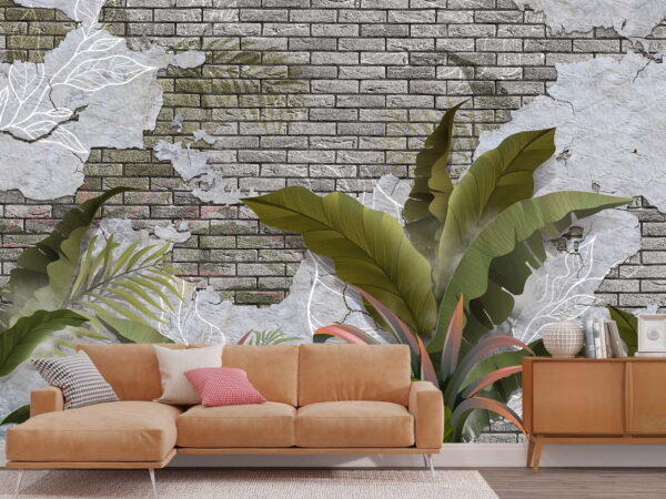 Brick wall with leaves and a brick wall u59823pig2 600x450 - Brick wall with leaves and a brick wall - tegory