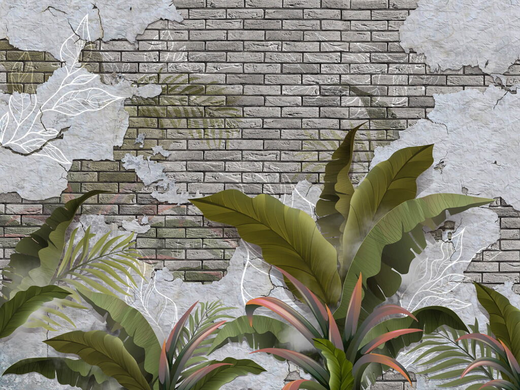 Brick wall with leaves and a brick wall u59823p 1024x768 - Brick wall with leaves and a brick wall - tegory