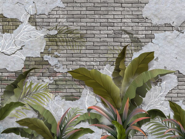Brick wall with leaves and a brick wall u59823p 600x450 - Brick wall with leaves and a brick wall - tegory