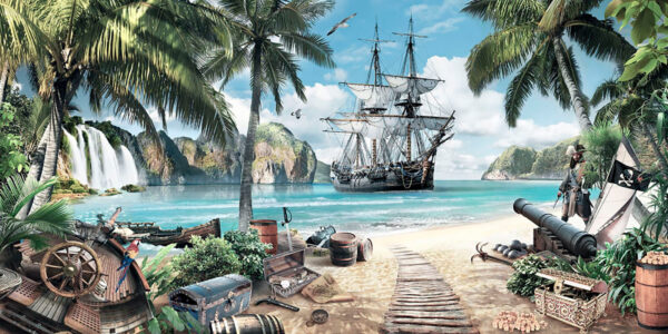 Painting of a ship on a beach Painting of a ship on a beach