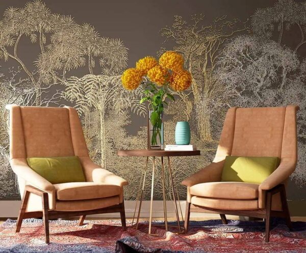 Wall murals Serene landscape of abstract trees