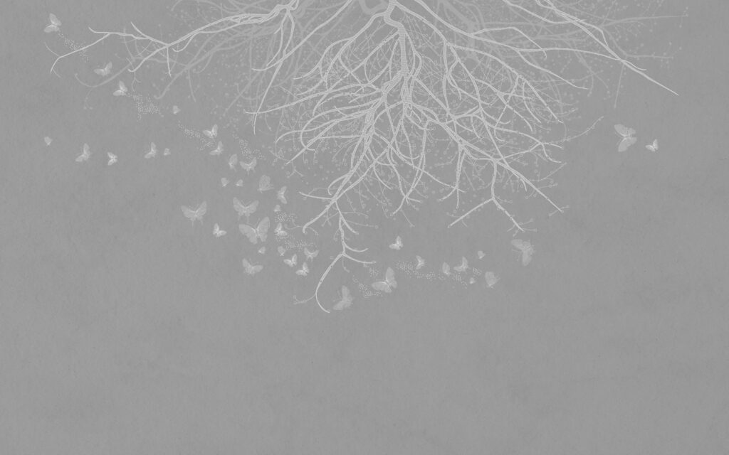 Tree with butterflies flying Tree with butterflies flying