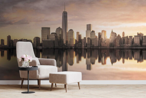 City skyline with a body of water City skyline with a body of water
