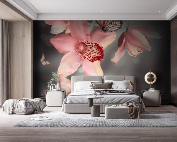 Pink orchids and butterflies on a branch u57697pib114 600x480 - Pink orchids and butterflies on a branch - tegory