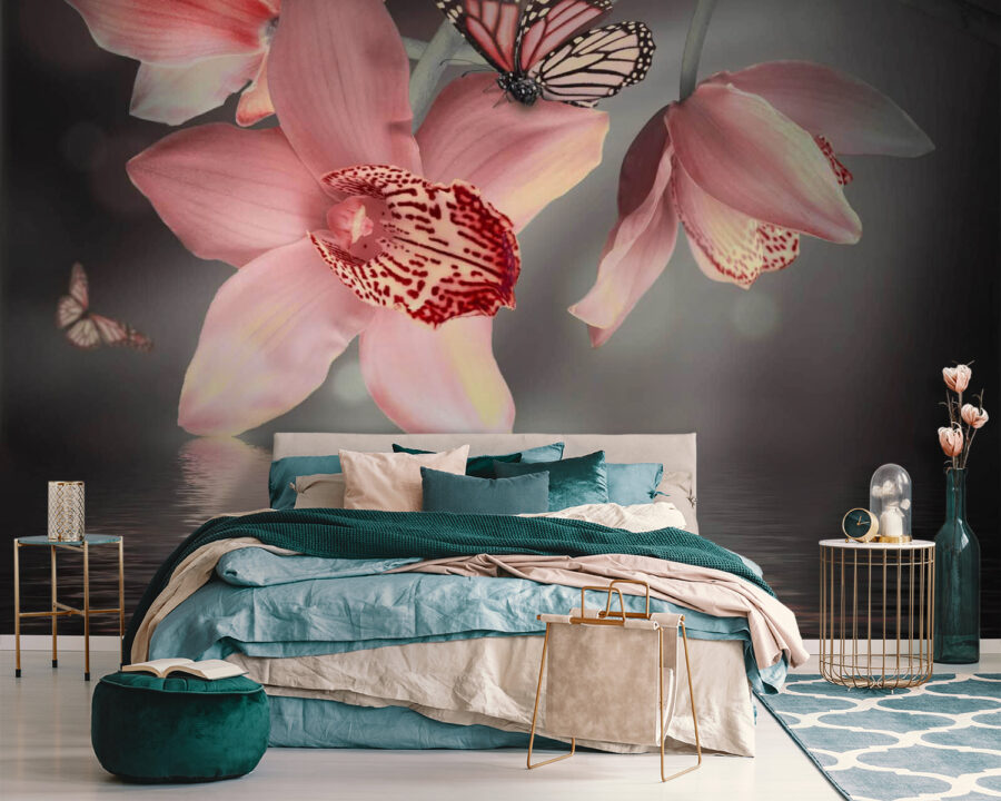 Pink orchids and butterflies on a branch u57697pib111 900x720 - Pink orchids and butterflies on a branch - tegory