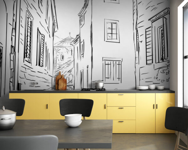 Drawing of a street with buildings u57680pik83m 600x480 - Drawing of a street with buildings - tegory