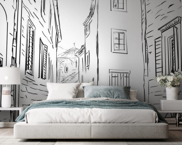 Drawing of a street with buildings u57680pib105 600x480 - Drawing of a street with buildings - tegory