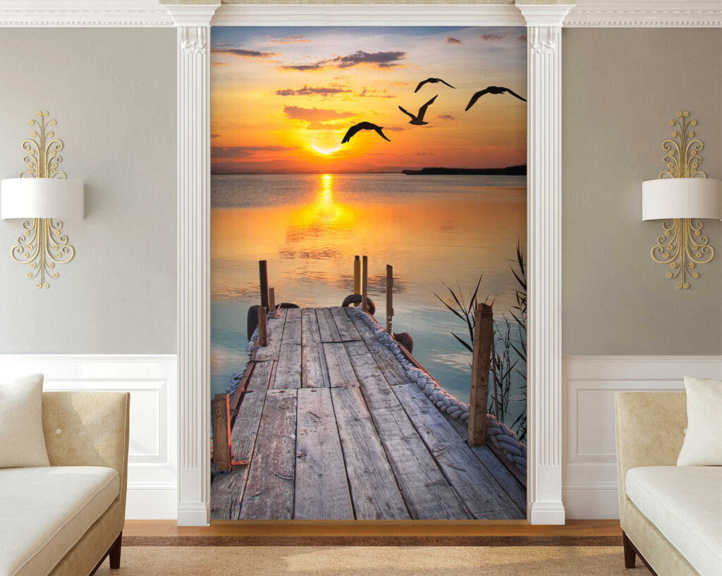 Dock with birds flying over water u57673pig3m 1024x817 - Dock with birds flying over water