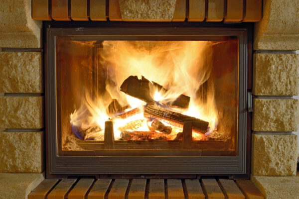 Fire in a fireplace Fire in a fireplace