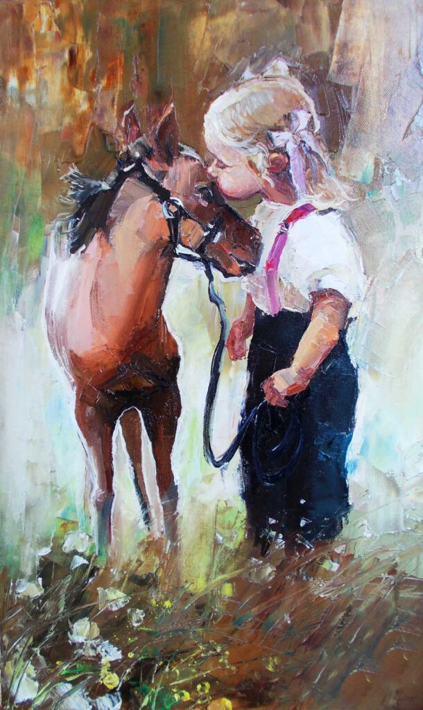 Painting of a girl kissing a horse u55964p 610x1024 - Painting of a girl kissing a horse - tegory