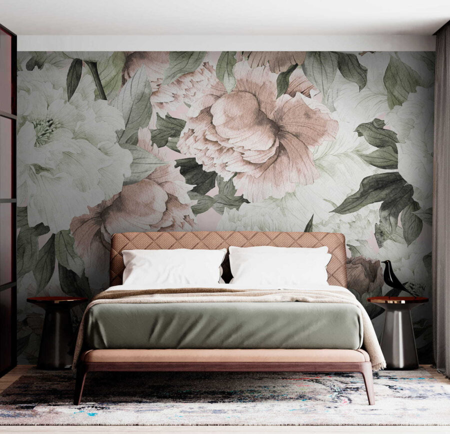 Delicate floral patterns in soft hues. Delicate floral patterns in soft hues.