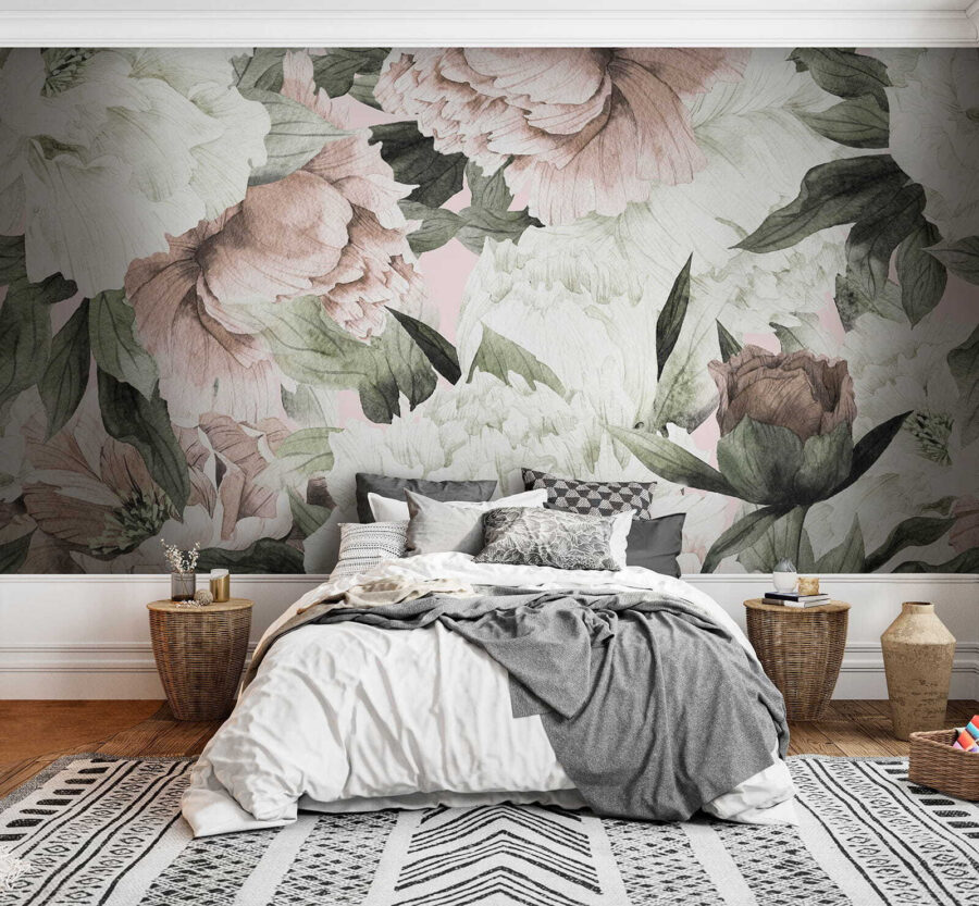 Delicate floral patterns in soft hues. Delicate floral patterns in soft hues.