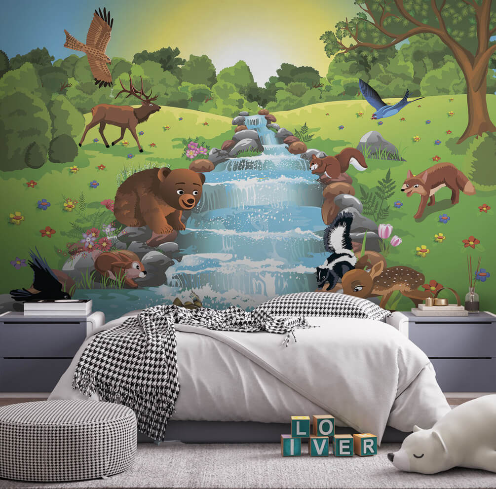 u55792pir1m - Cartoon of animals in a stream - tegory