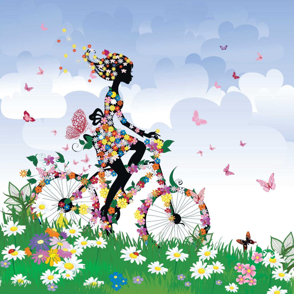 Woman riding a bicycle with flowers u55195p 1024x1024 - Woman riding a bicycle with flowers - tegory