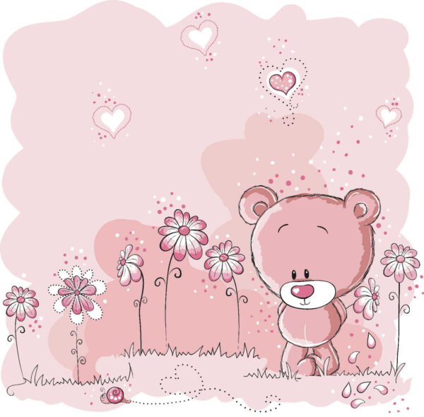 Pink teddy bear with flowers Pink teddy bear with flowers