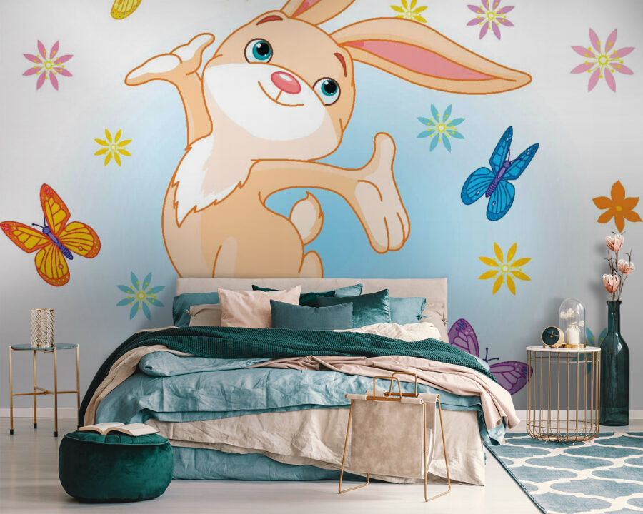 u54469pib111 900x720 - Cartoon of a rabbit jumping in the air with butterflies - tegory