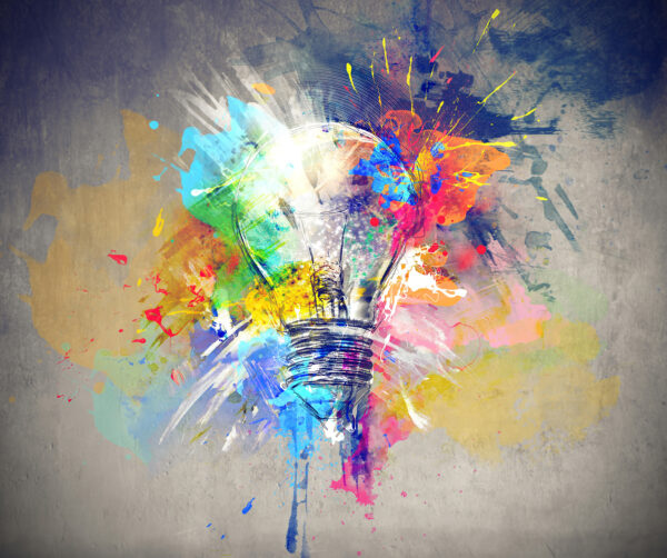 Light bulb with colorful paint splatters Light bulb with colorful paint splatters