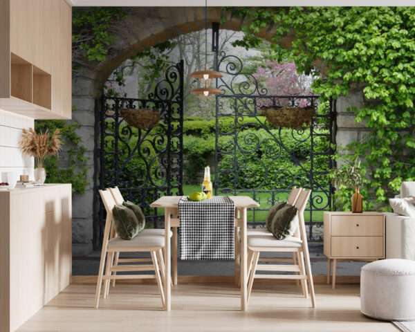 Gate with a stone arch and a green lawn u53418pik119 600x480 - Gate with a stone arch and a green lawn - tegory