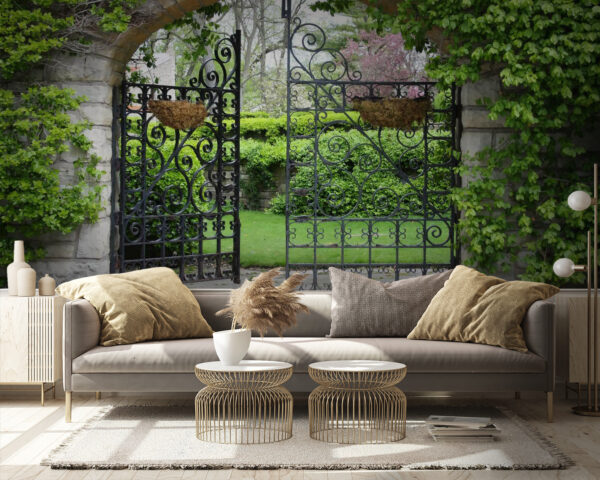 Gate with a stone arch and a green lawn u53418pig9m 600x480 - Gate with a stone arch and a green lawn - tegory