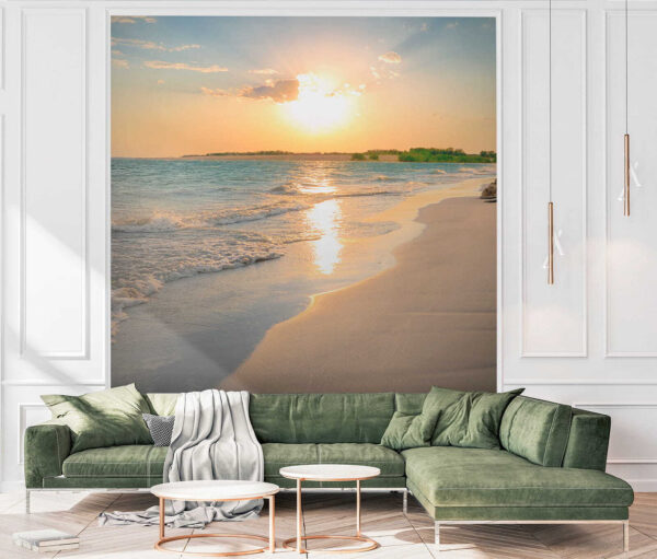 Beach with waves and a sunset u53408pig3 600x511 - Beach with waves and a sunset