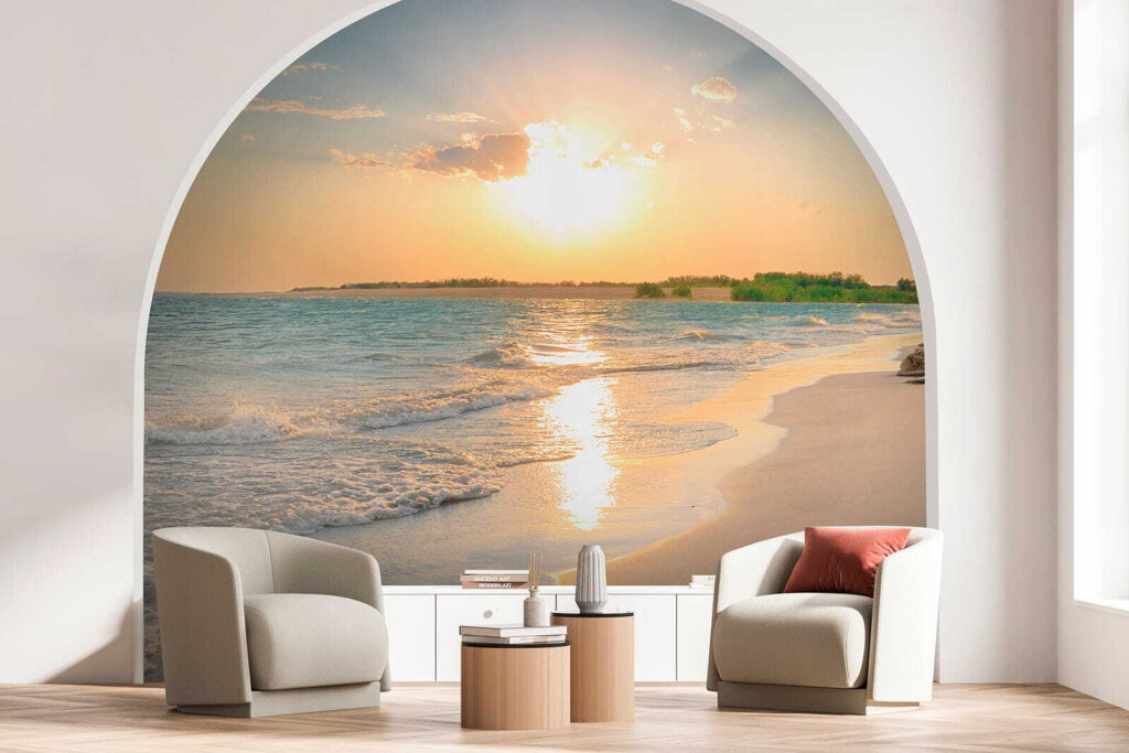 Beach with waves and a sunset u53408pig2 1024x683 - Beach with waves and a sunset