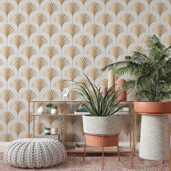 Wall murals Pattern of orange and white leaves