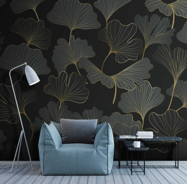 Pattern of leaves on a black background Pattern of leaves on a black background
