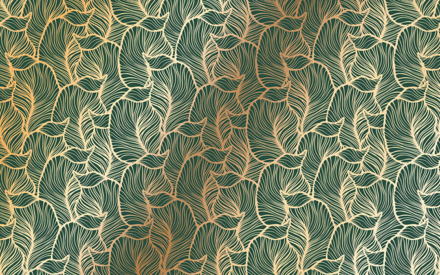 Pattern of leaves on a green background