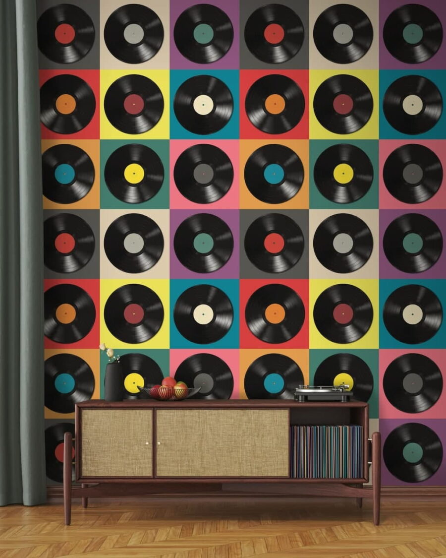 Wall murals Pattern of black vinyl records